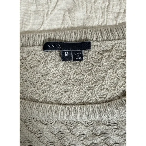 Vince Wool Cashmere Ombre Knit Sweater Women's M Black Grey White Cable Knit - Picture 3 of 7